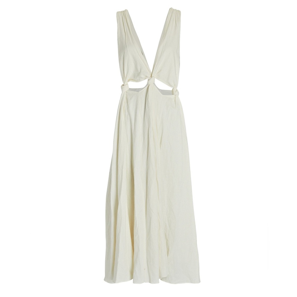 Farm Rio Ivory Cutout Midi Dress